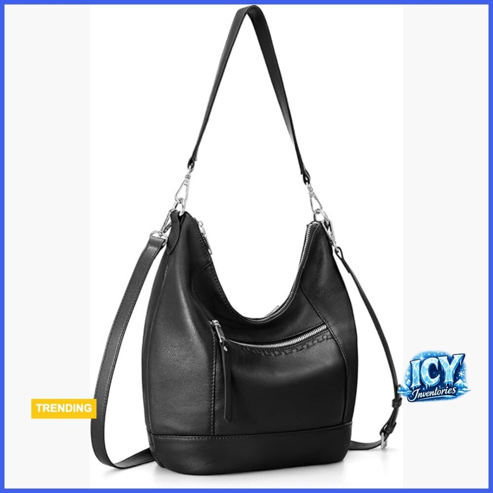 Genuine Leather Crossbody Hobo Purse with Removable Straps